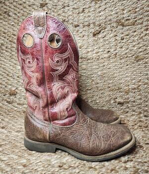 Boulet Timber Brown Burnt Apple Leather Western Cowboy Boots Men’s Size 9 W